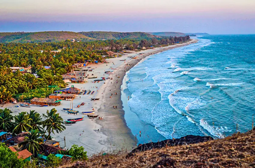 gokarna beach coastline and waves