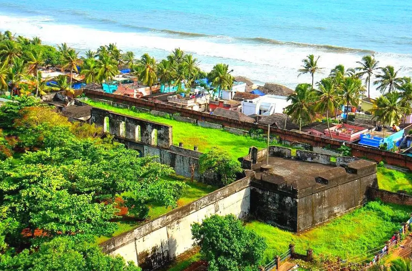 anjengo fort ramparts and coastal sea view