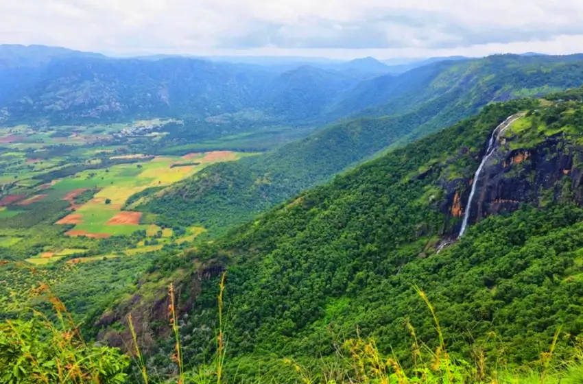 Chellarkovil viewpoint waterfall and valley view
