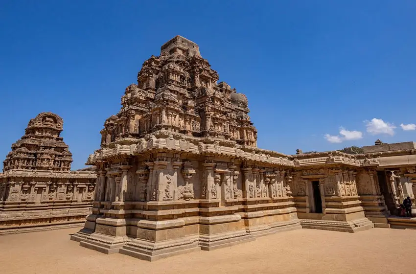 Hazara rama temple hampi carved vimana view