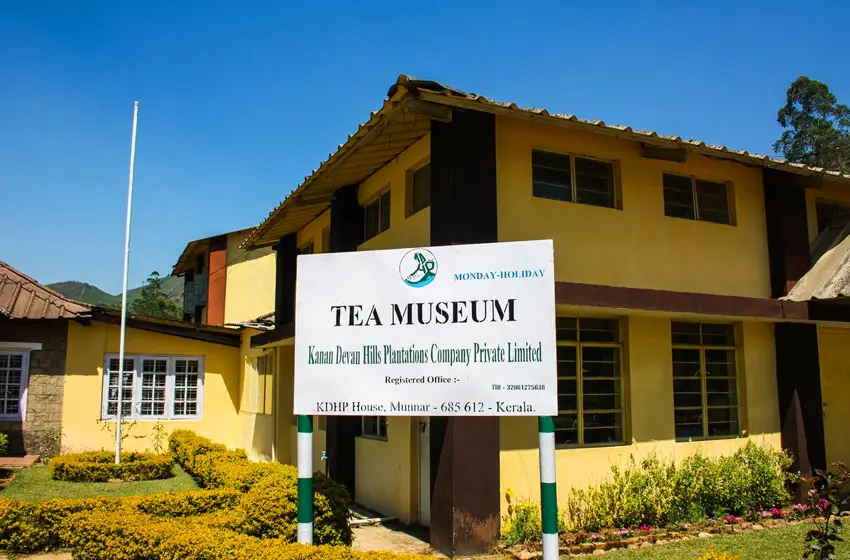 Tea museum building and signage in munnar