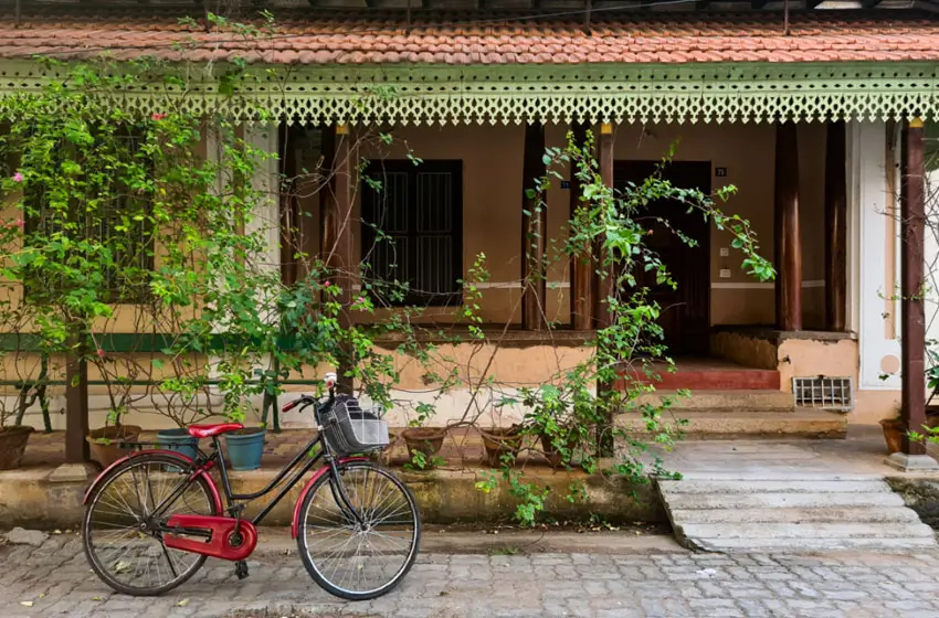 Traditional tamil quarters heritage house facade